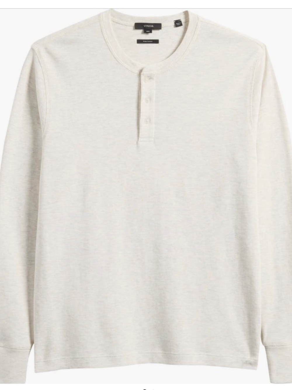 Vince Long Sleeve Pima Cotton Henley Shirt Heather Baja Sand SZ XXL